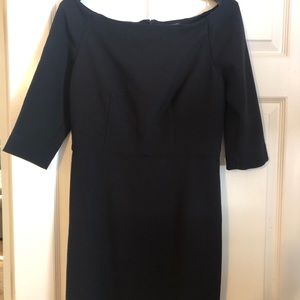 Black Ann Taylor crepe ballet neckline sheath